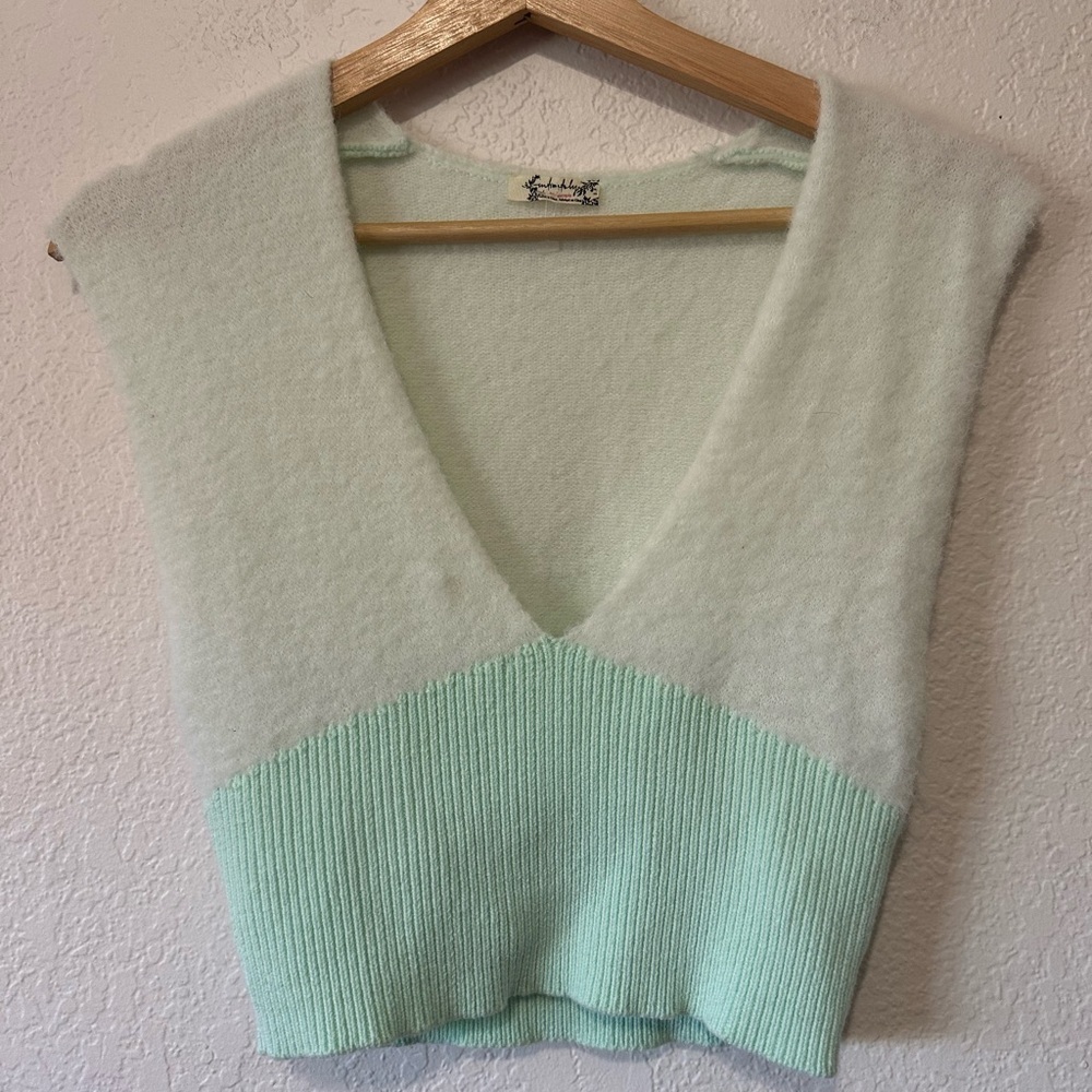 Free People Intimately FP Mint Green Fuzzy Sleeveless Knit Top- Small